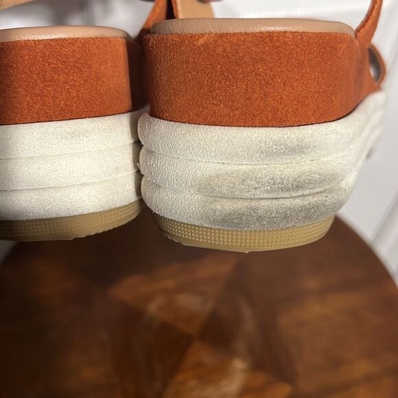 🔥🔥 SOREL Womens Cameron Flatform Orange Ankle Strap Sandals Sz 10 - EUC - Picture 9 of 9